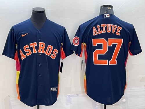 Men's Houston Astros #27 Jose Altuve Navy With Patch Cool Base Stitched Jersey